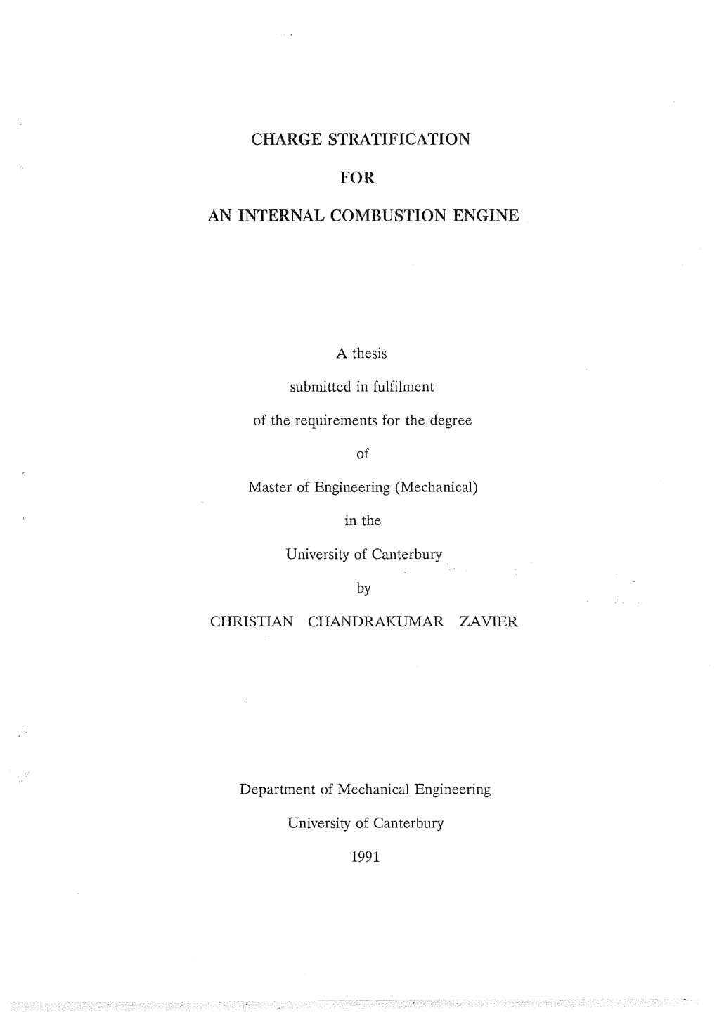 Charge Stratification for an Internal Combustion Engine