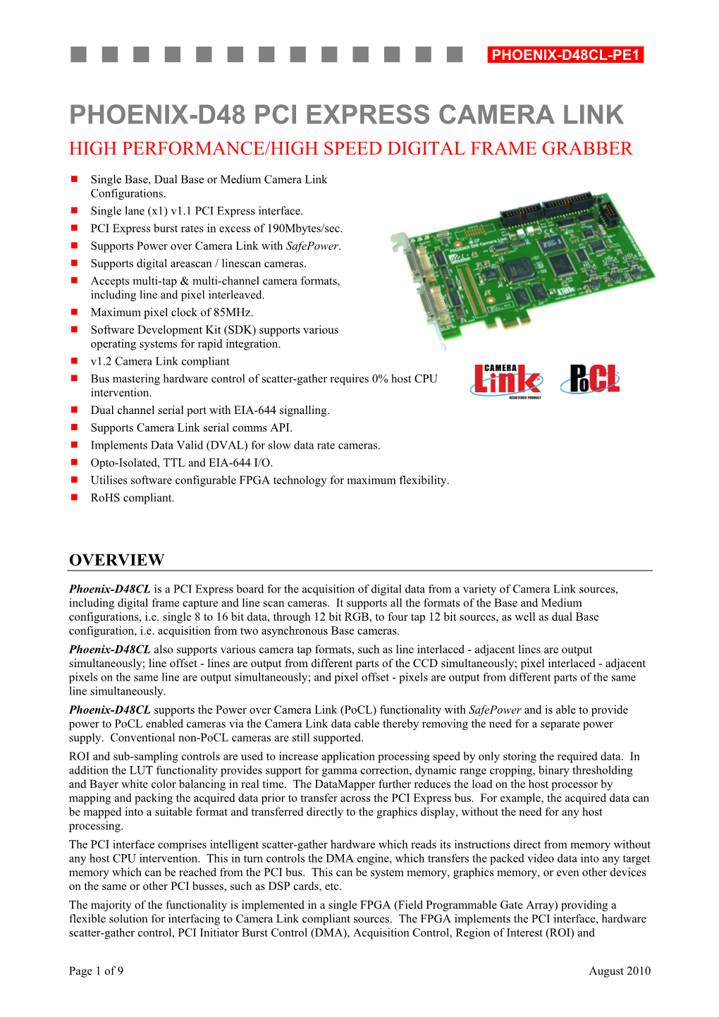 Phoenix D48 Camera Link Pcie