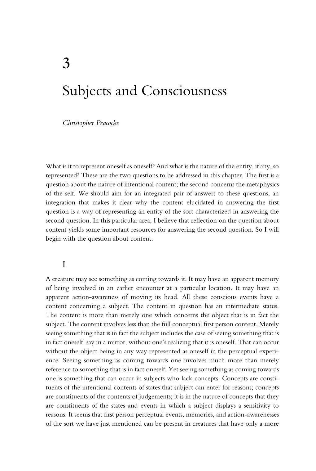 Subjects and Consciousness