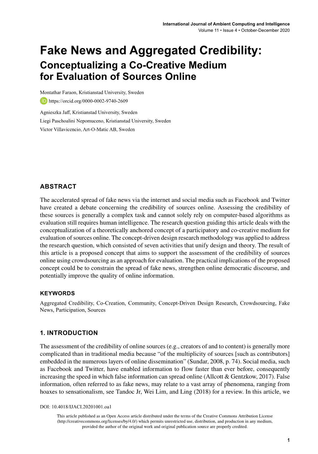 Fake News and Aggregated Credibility: Conceptualizing a Co-Creative Medium for Evaluation of Sources Online