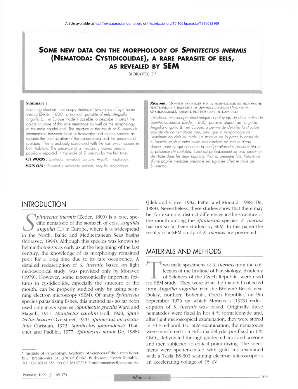 Nematoda: Cystidicolidae) of Sturgeons