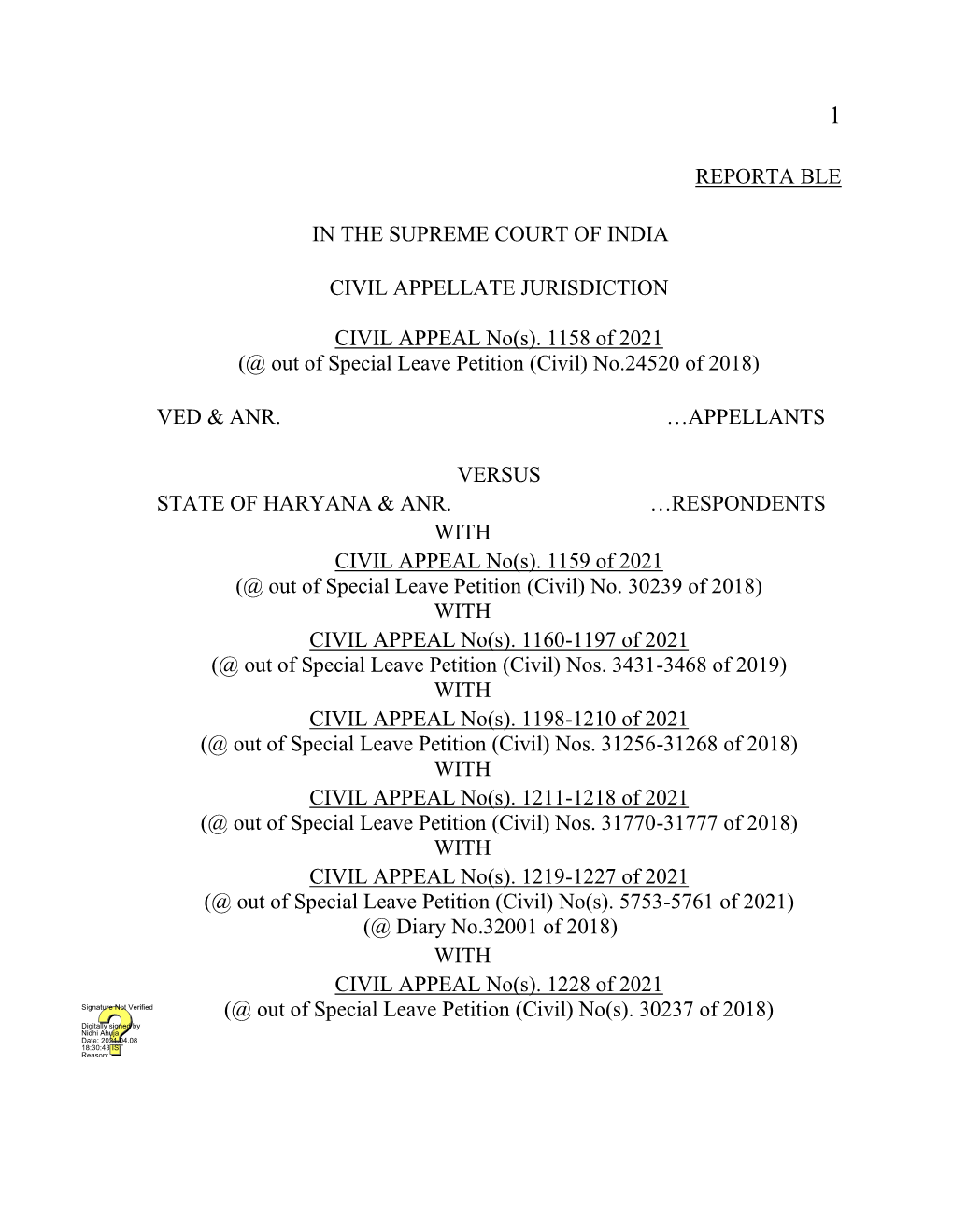 1158 of 2021 (@ out of Special Leave Petition (Civil) No.24520 of 2018)