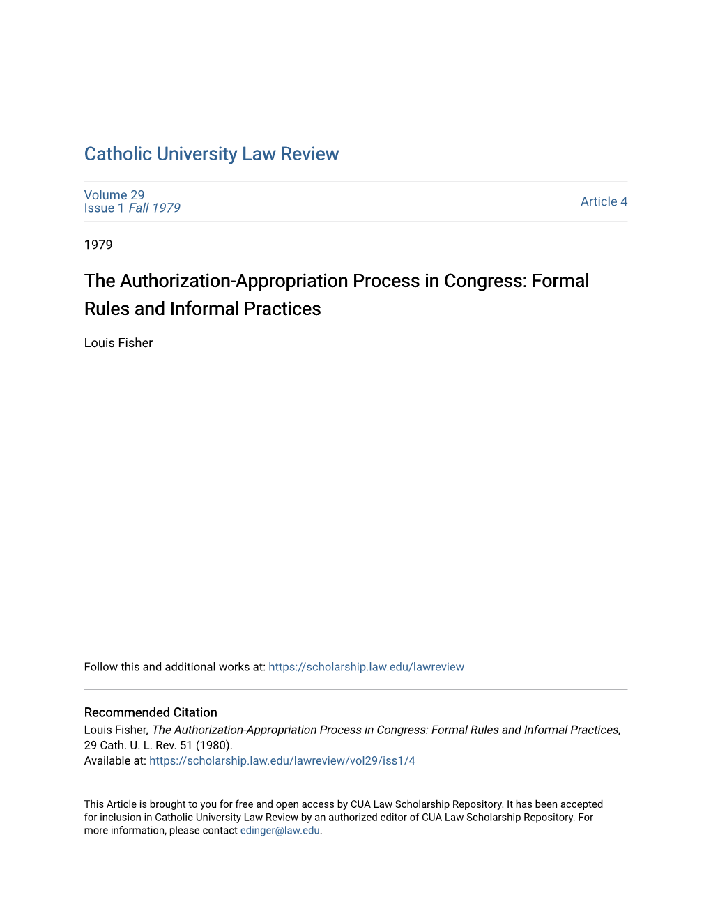 The Authorization-Appropriation Process in Congress: Formal Rules and Informal Practices