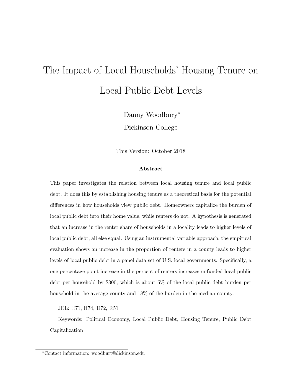 The Impact of Local Households' Housing Tenure on Local Public