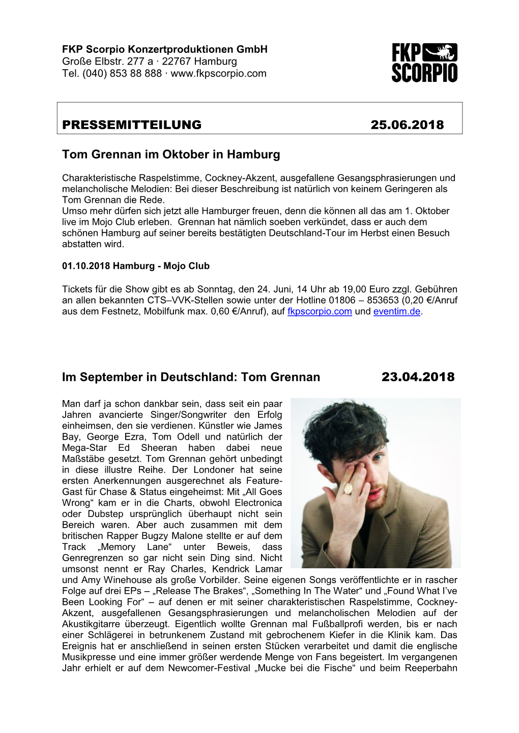 Tom Grennan 23.04.2018