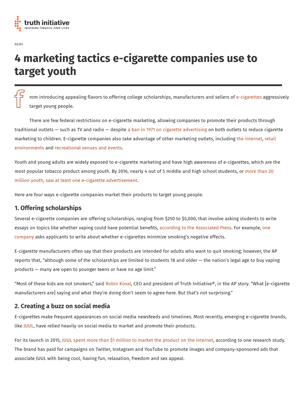 4 Marketing Tactics E-Cigarette Companies Use to Target Youth