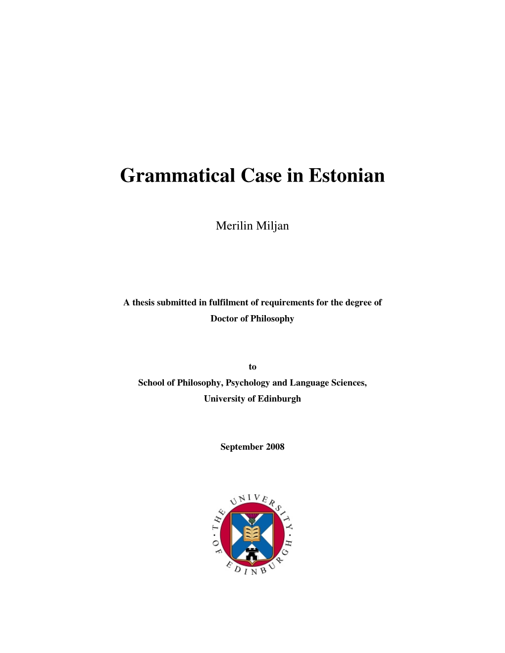 Grammatical Case in Estonian