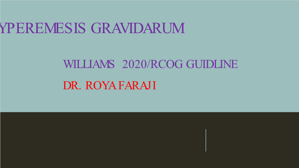 Hyperemesis Gravidarum