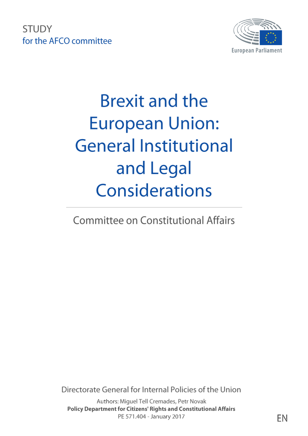 Brexit and the European Union: General Institutional and Legal Considerations