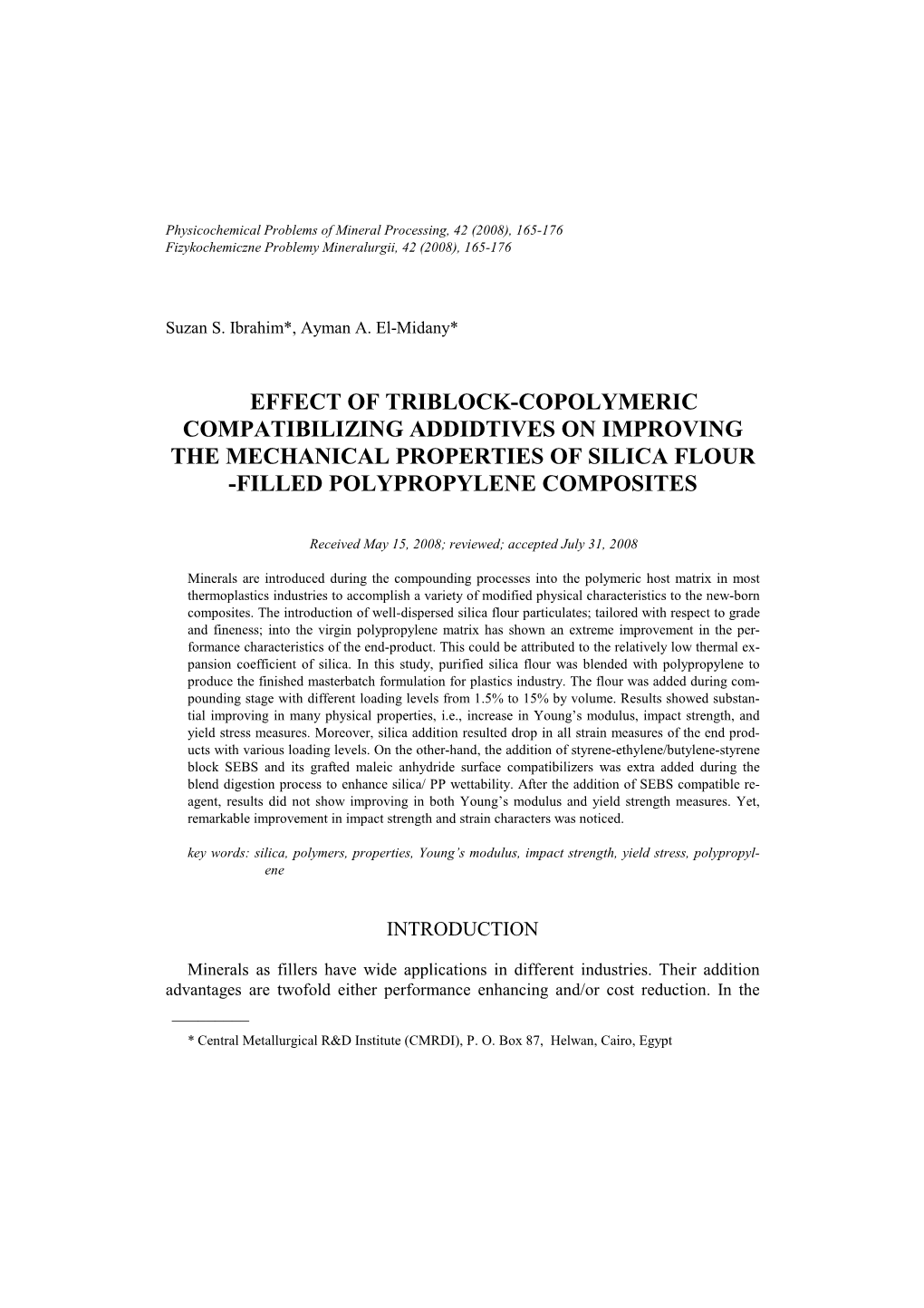 Effect of Triblock-Copolymeric Compatibilizing Addidtives on Improving the Mechanical Properties of Silica Flour -Filled Polypropylene Composites