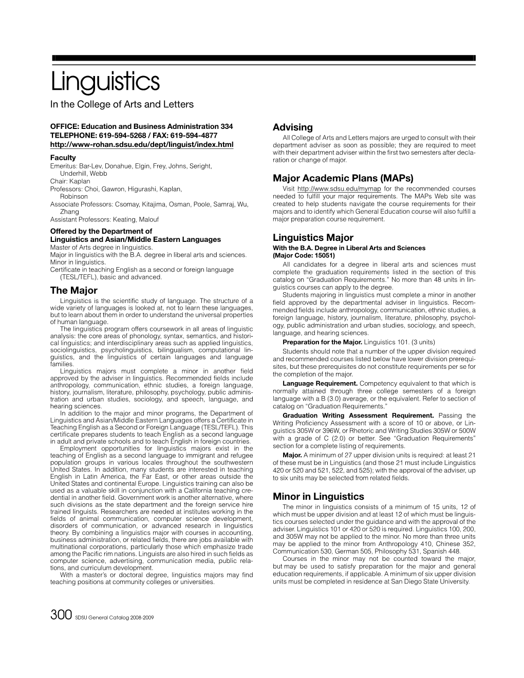 Linguistics in the College of Arts and Letters