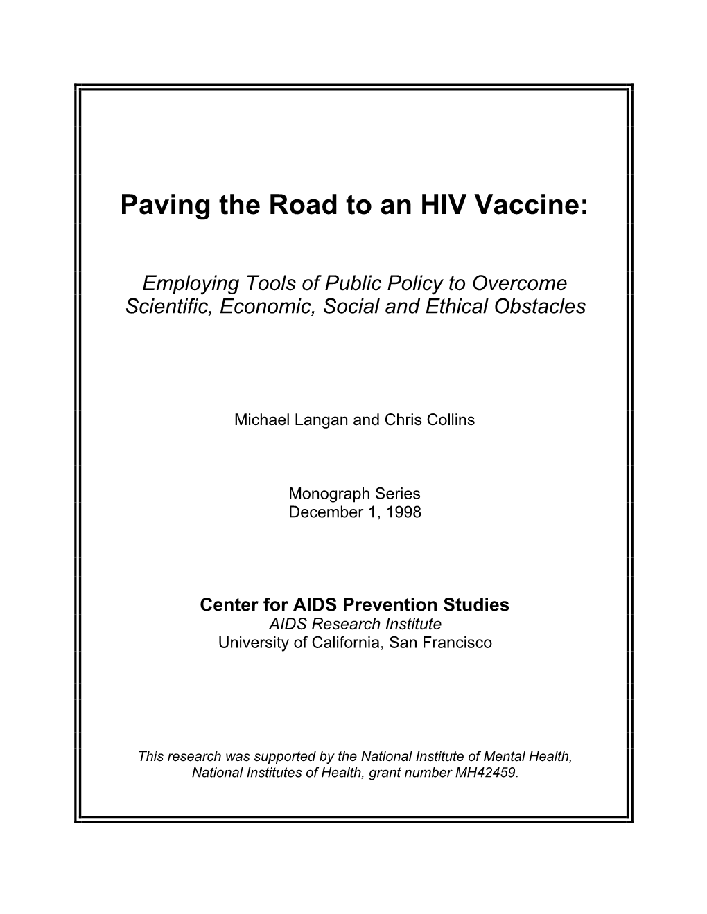 Paving the Road to an HIV Vaccine