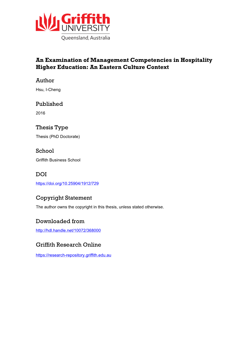 An Examination of Management Competencies in Hospitality Higher Education: an Eastern Culture Context