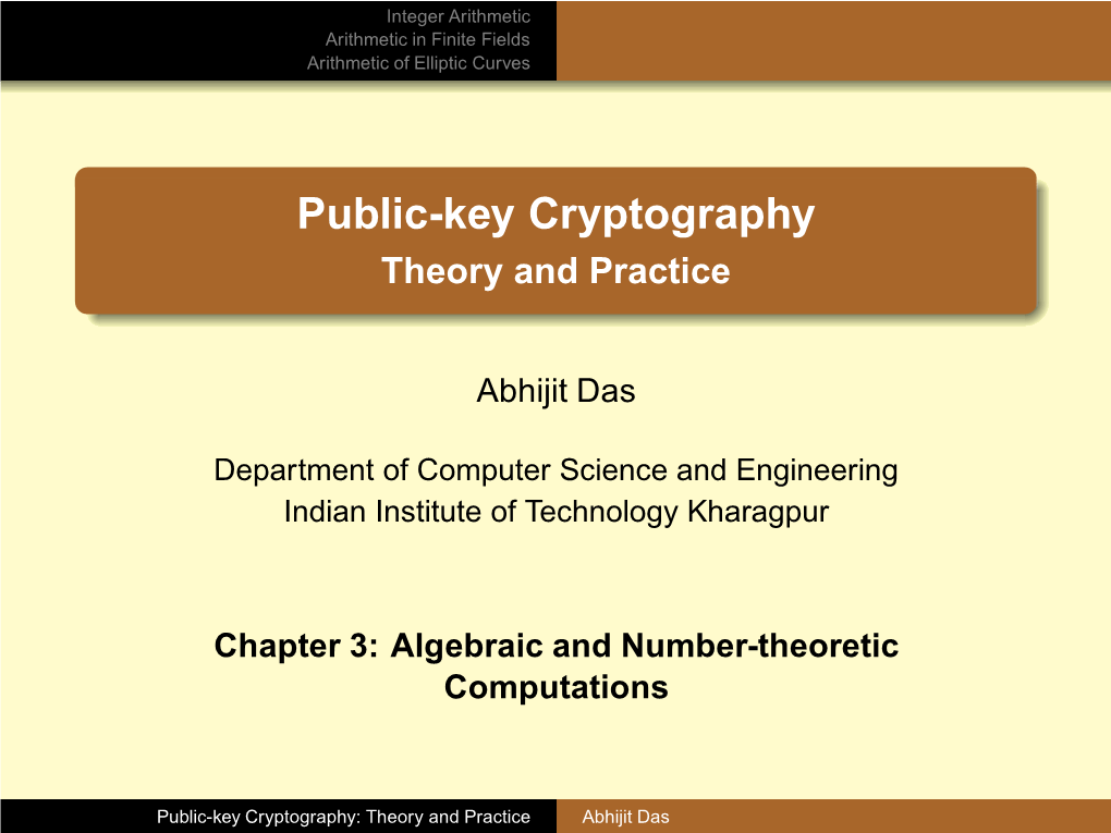 Public-Key Cryptography Theory and Practice