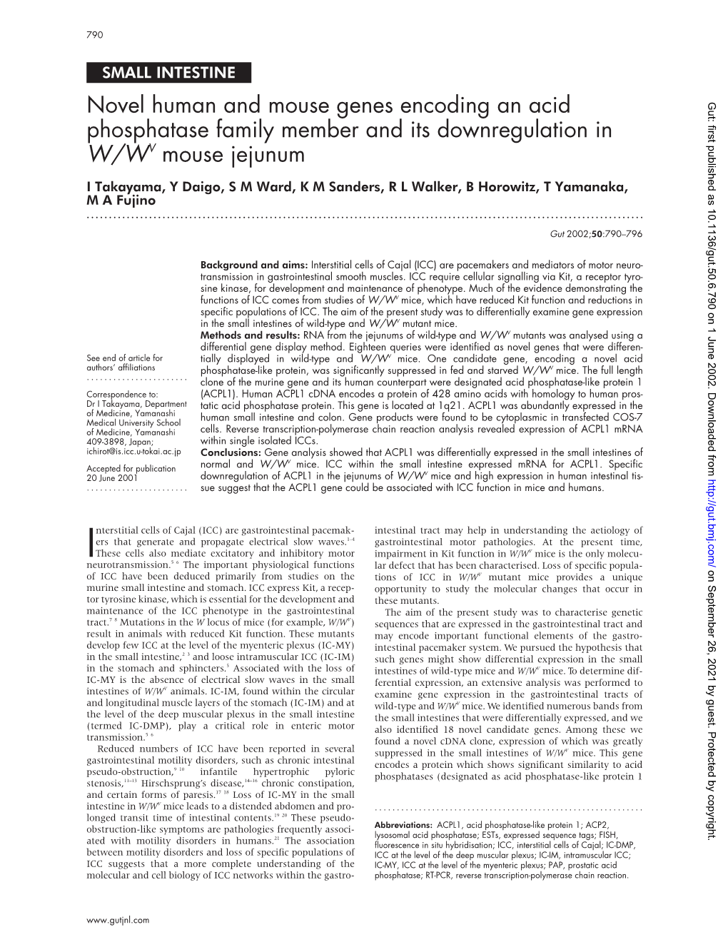 Novel Human and Mouse Genes Encoding an Acid Phosphatase