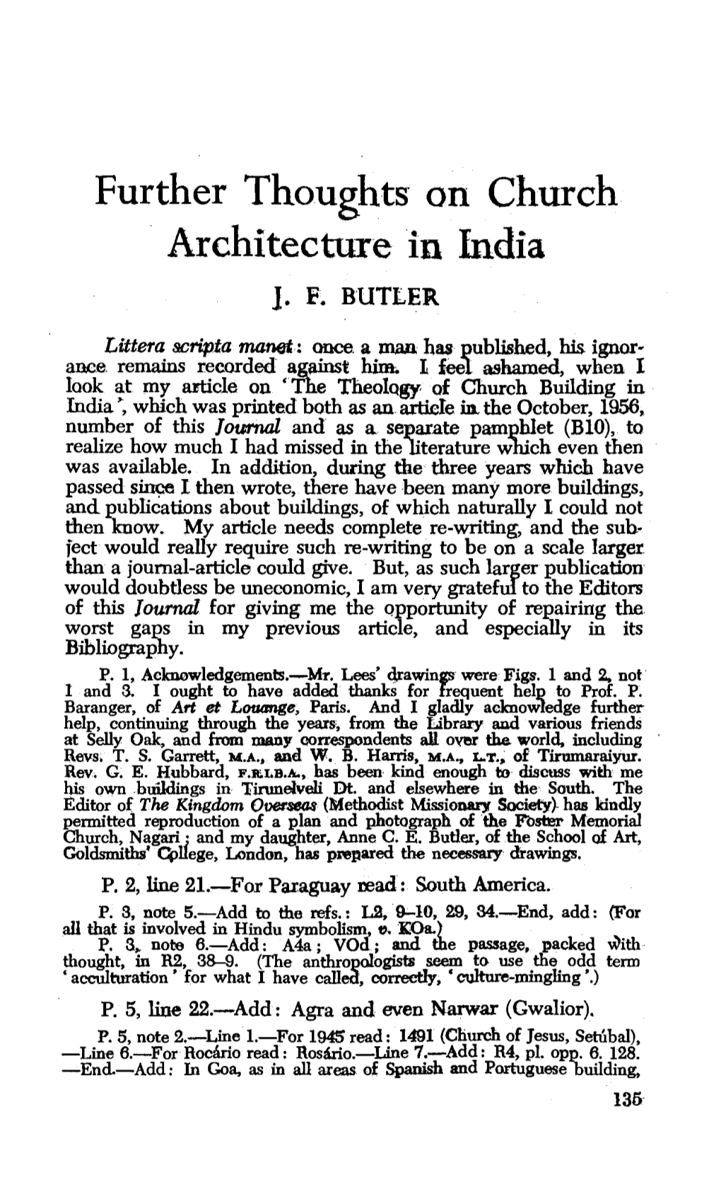 "Further Thoughts on Church Architecture in India," Indian Journal Of
