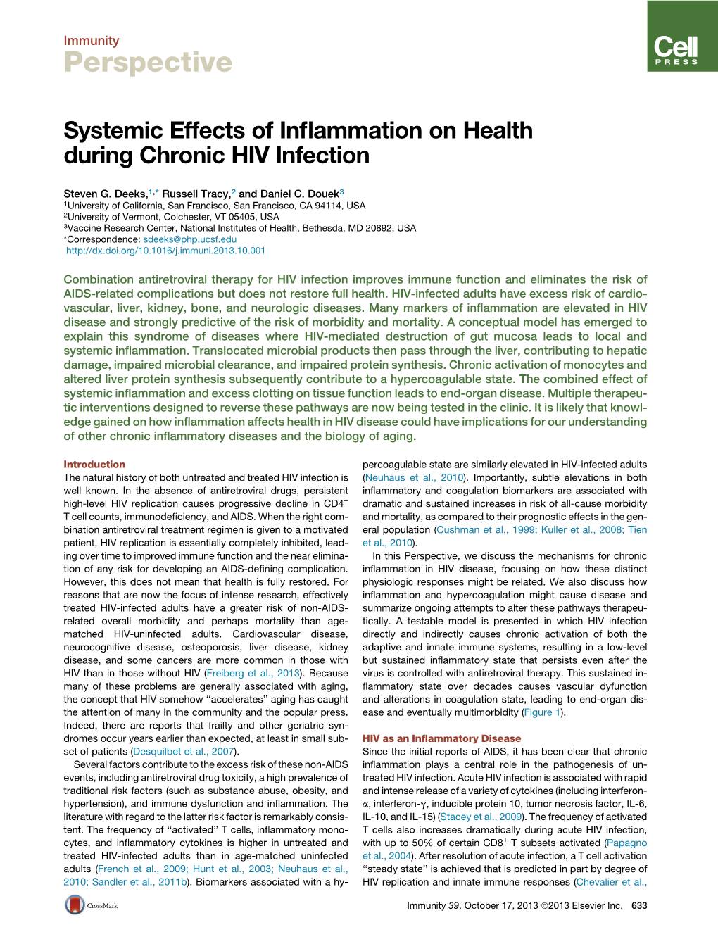 Systemic Effects of Inflammation on Health During Chronic HIV Infection