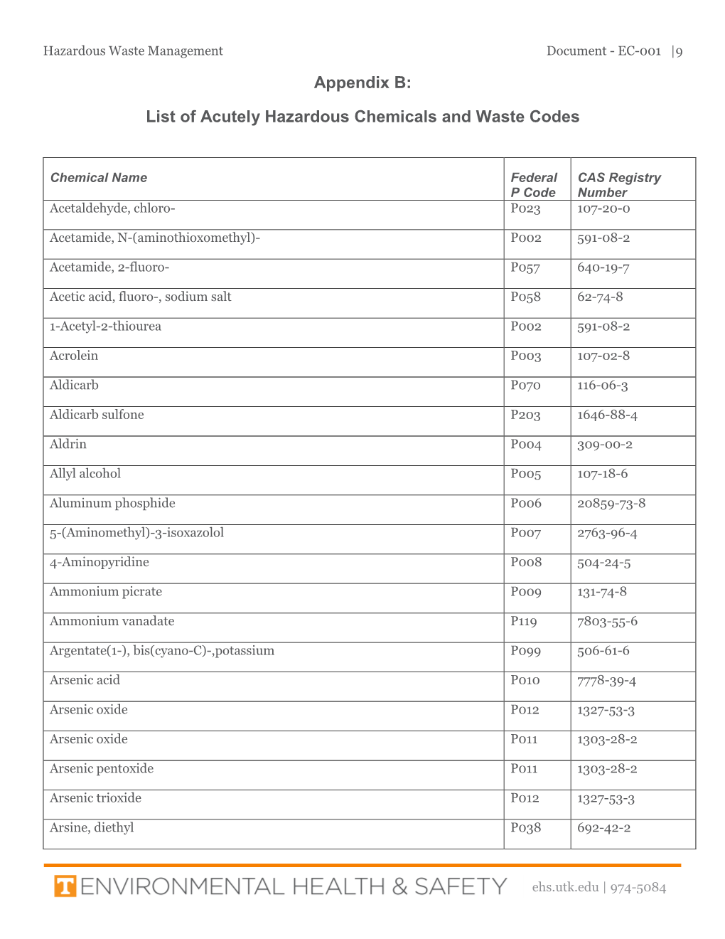 Hazardous Waste Management Document - EC-001 |9