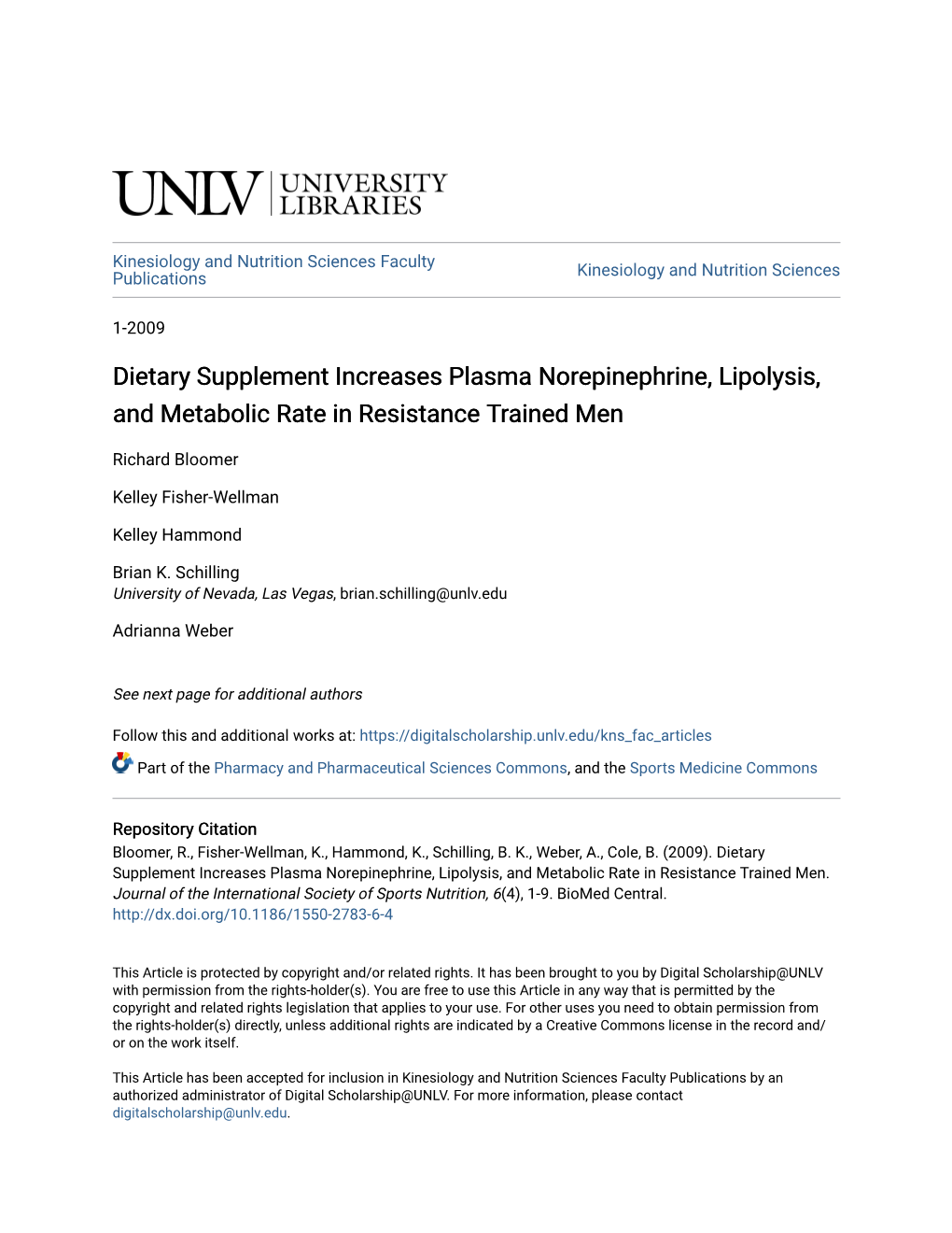 Dietary Supplement Increases Plasma Norepinephrine, Lipolysis, and Metabolic Rate in Resistance Trained Men