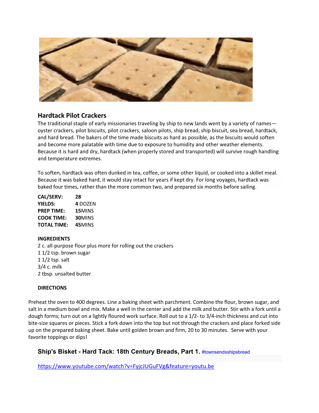 Hardtack Pilot Crackers