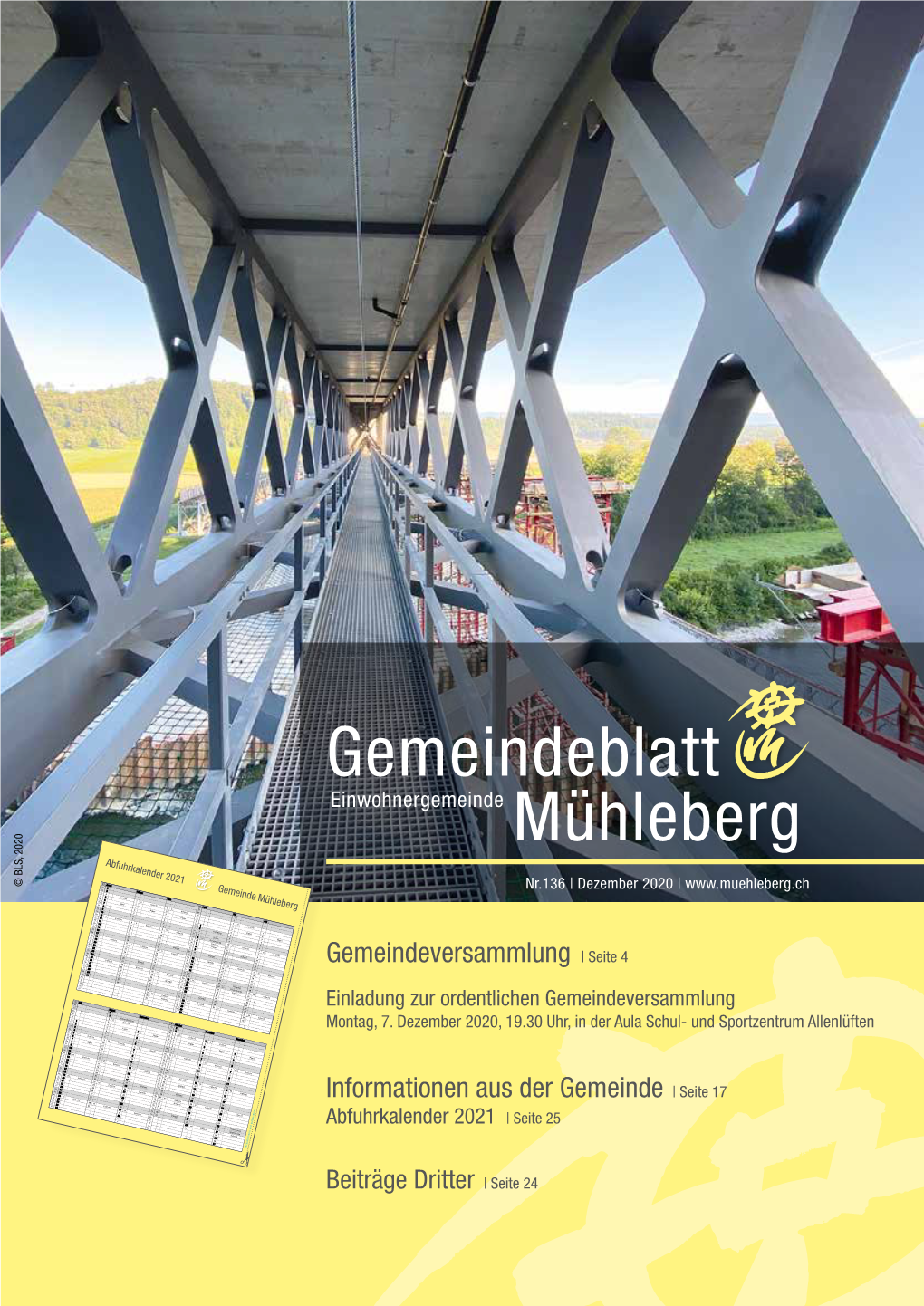 Gemeindeblatt Einwohnergemeinde Mühleberg Abfuhrkalender 2021 Gemeinde Mühleberg