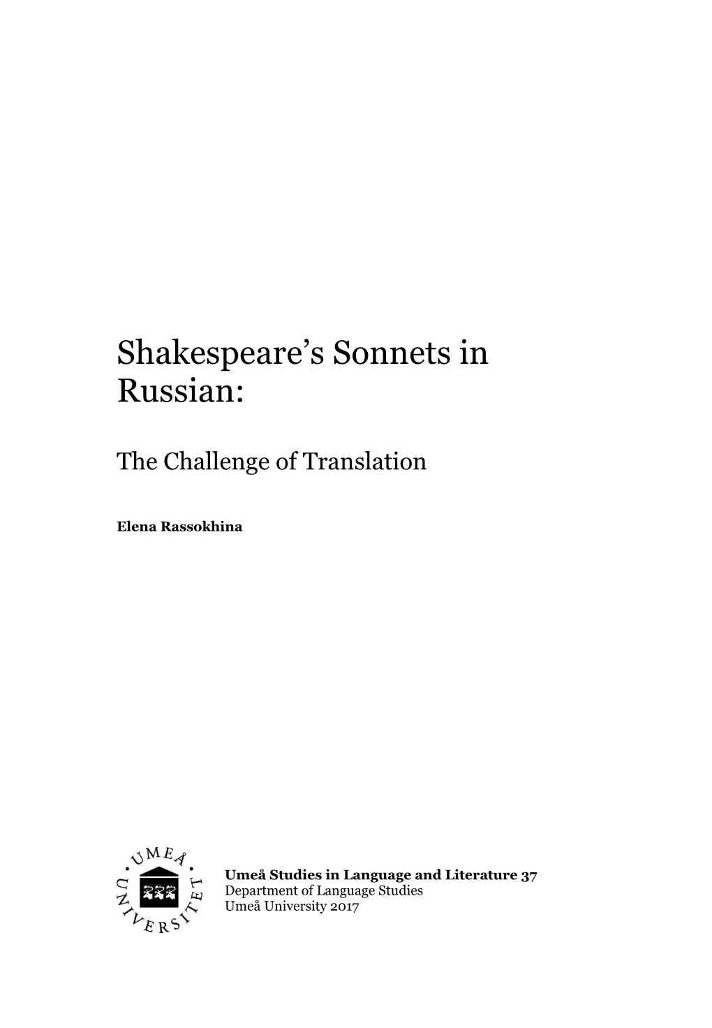 Shakespeare's Sonnets in Russian