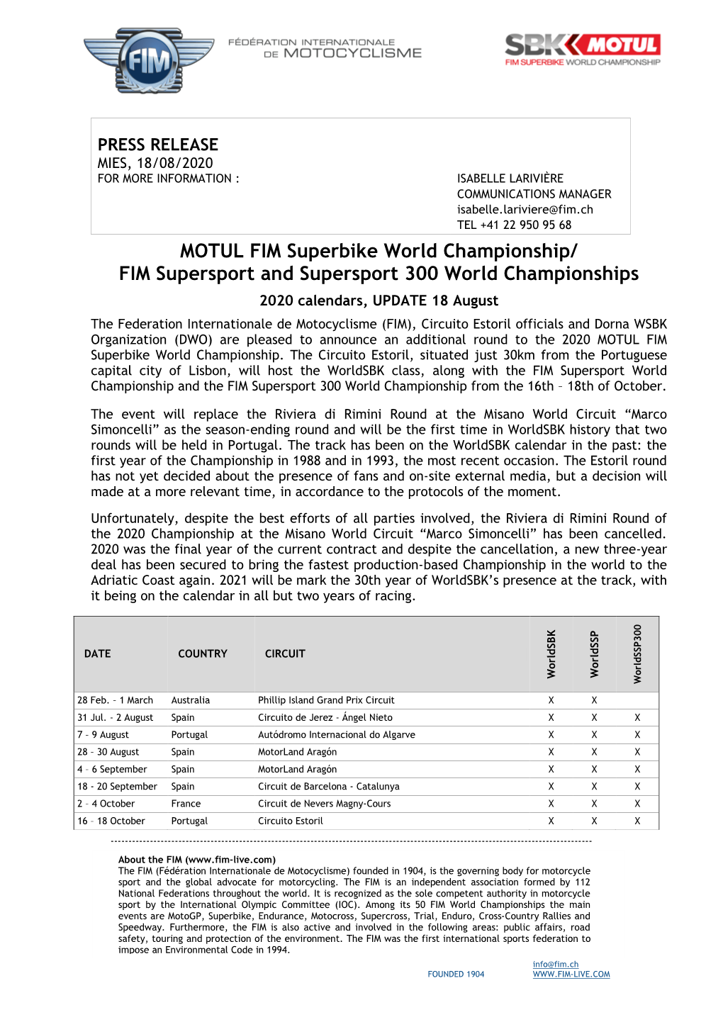 MOTUL FIM Superbike World Championship