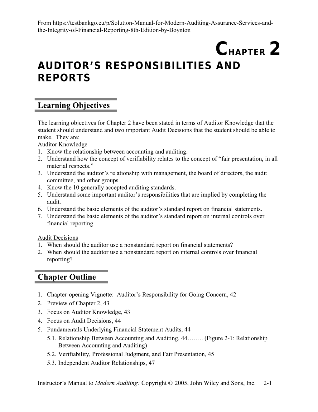 Auditor S Responsibilities and Reports