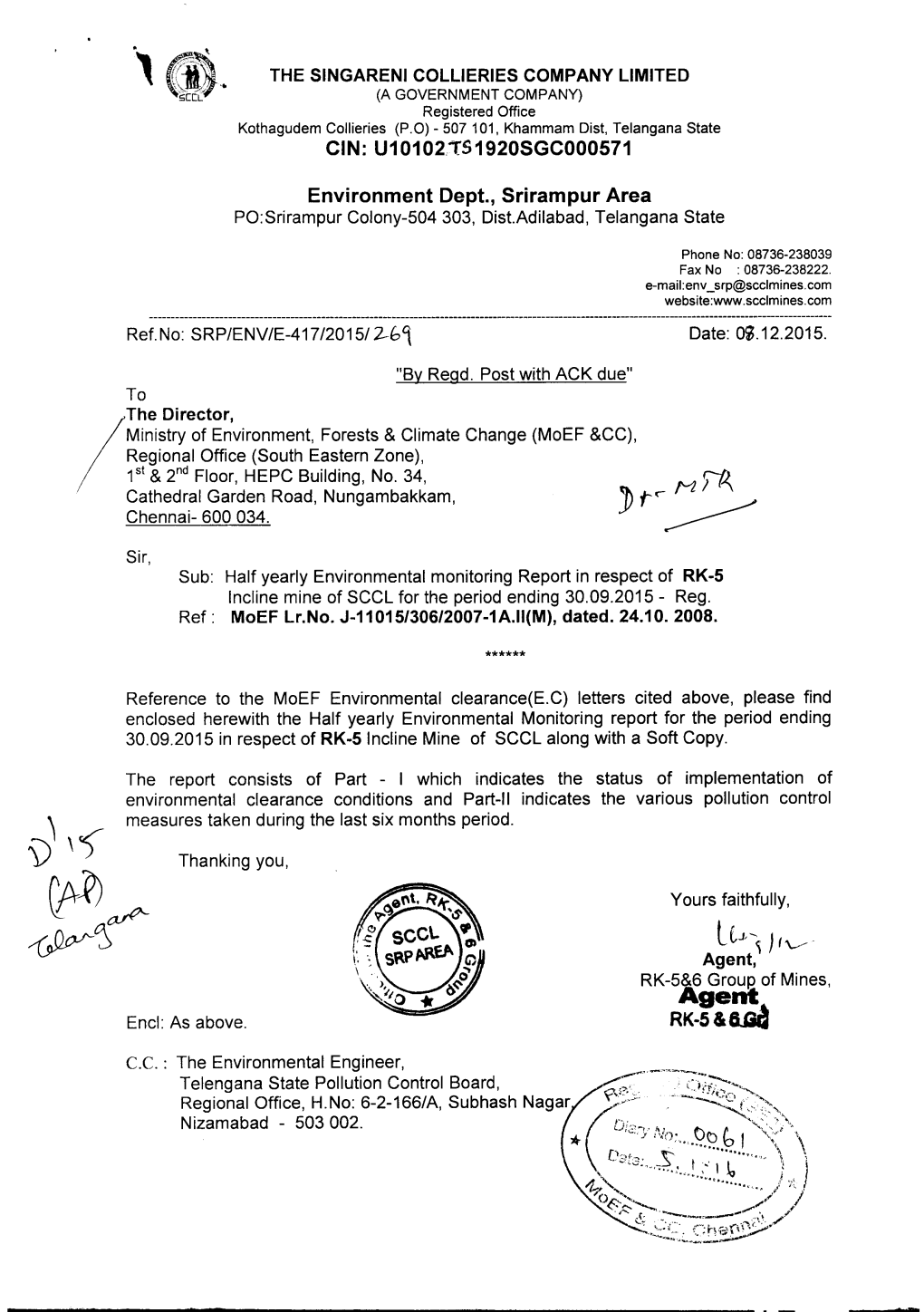 CIN: U10102.TS1920SGC000571 Environment Dept., Srirampur Area