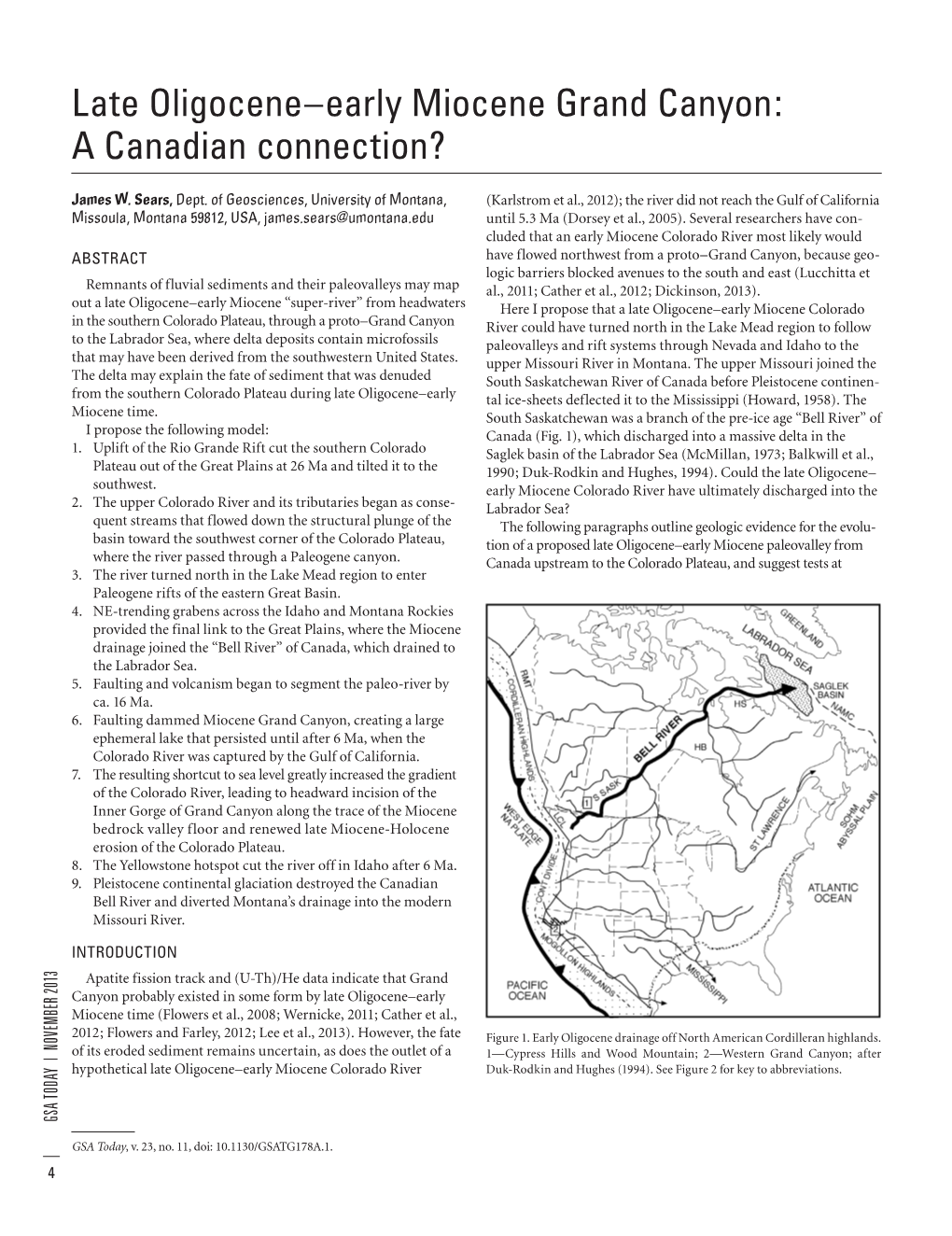 Late Oligocene–Early Miocene Grand Canyon: a Canadian Connection?