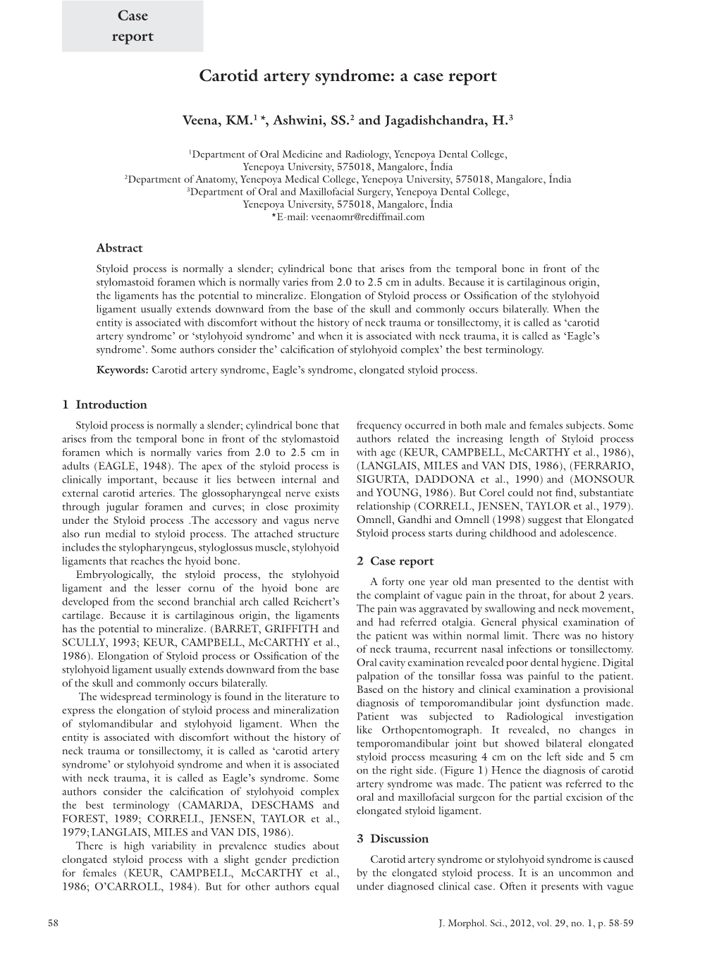 Carotid Artery Syndrome: a Case Report