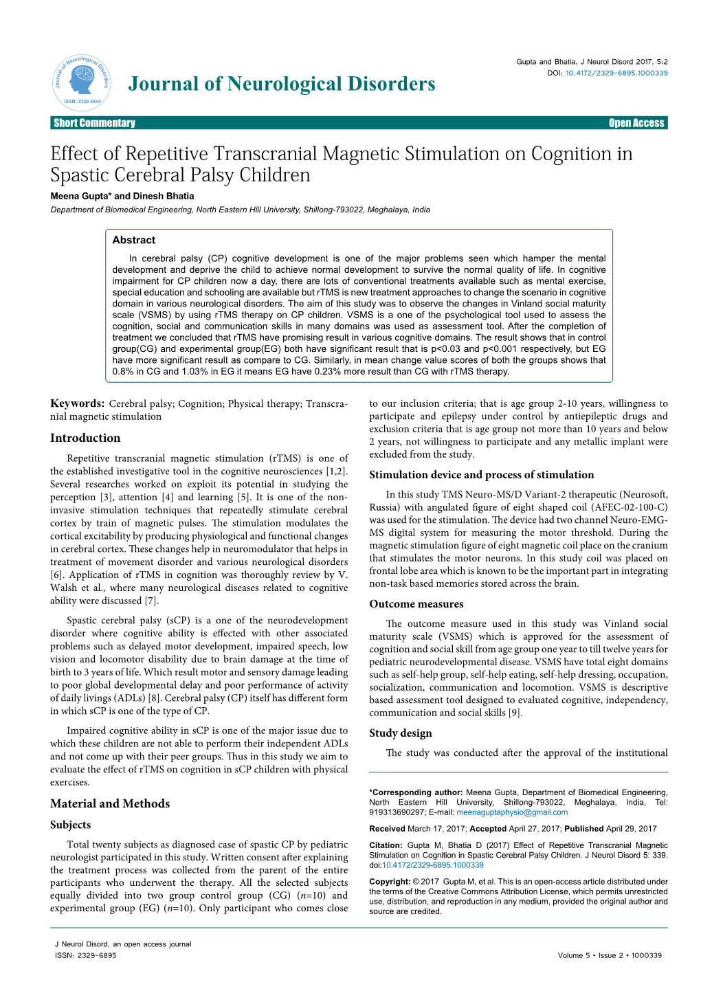 Effect of Repetitive Transcranial Magnetic Stimulation on Cognition