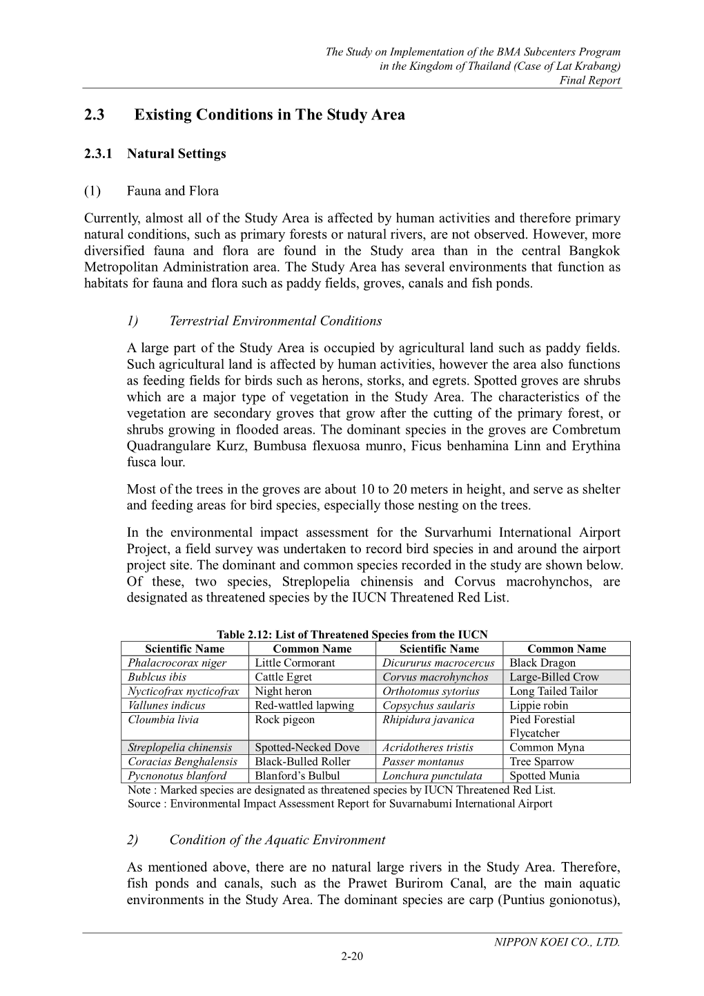 2.3 Existing Conditions in the Study Area