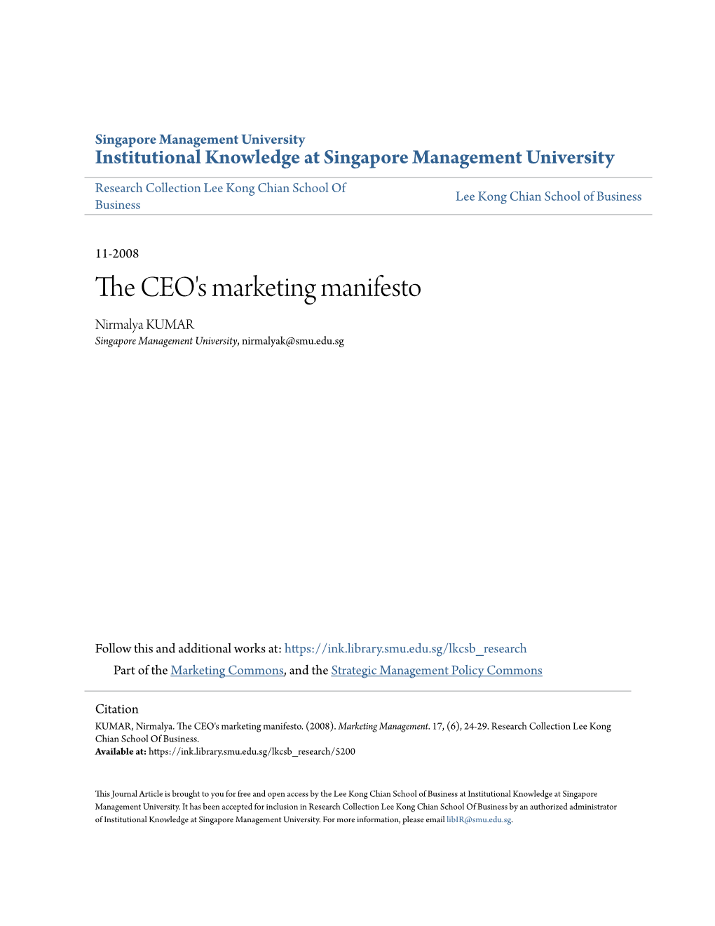 The CEO's Marketing Manifesto