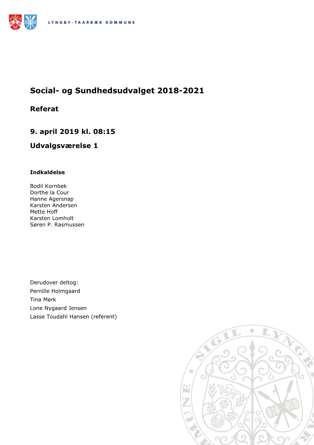 Social- Og Sundhedsudvalget 2018-2021