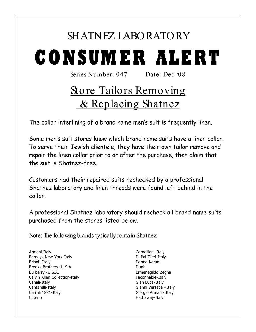 Store Tailors Removing & Replacing Shatnez