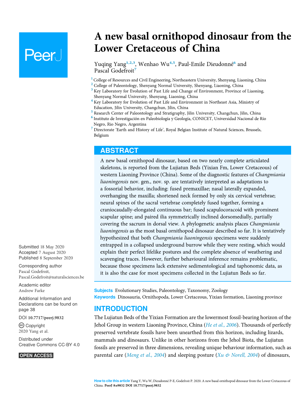 A New Basal Ornithopod Dinosaur from the Lower Cretaceous of China