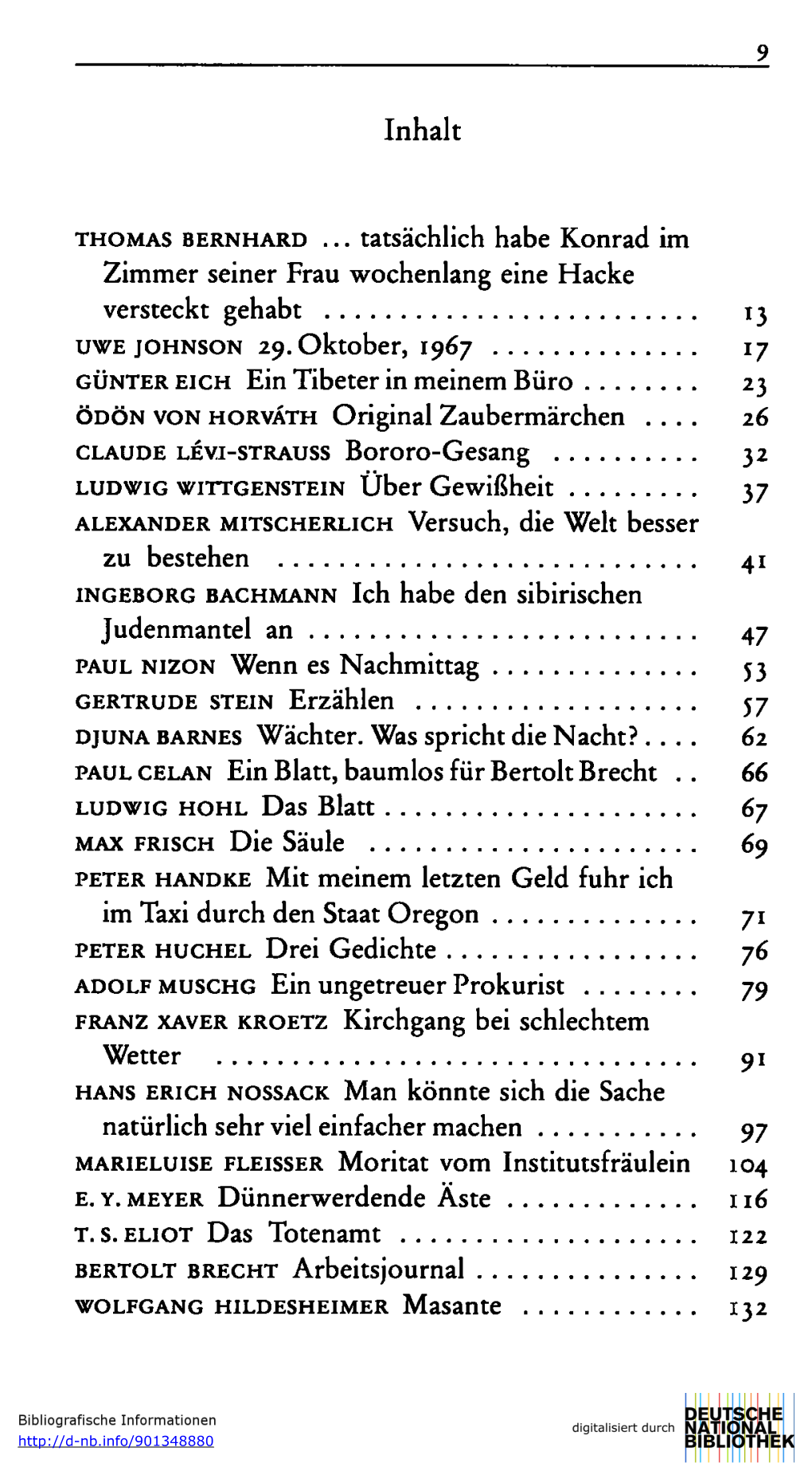 THOMAS BERNHARD . . . Tatsächlich Habe Konrad Im Zimmer Seiner