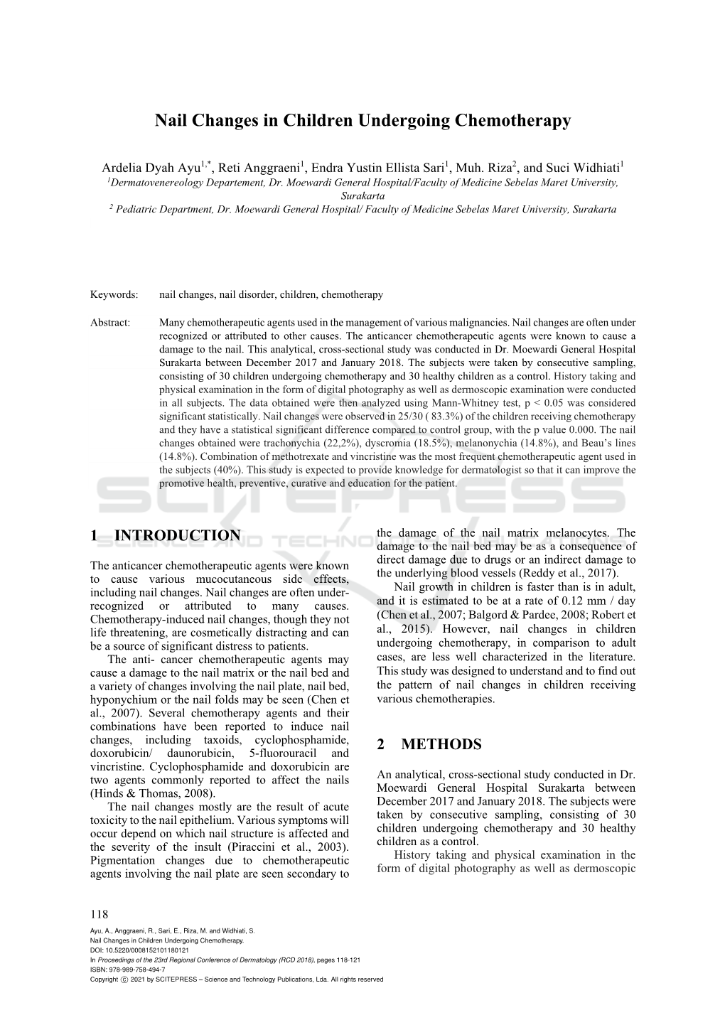 Nail Changes in Children Undergoing Chemotherapy