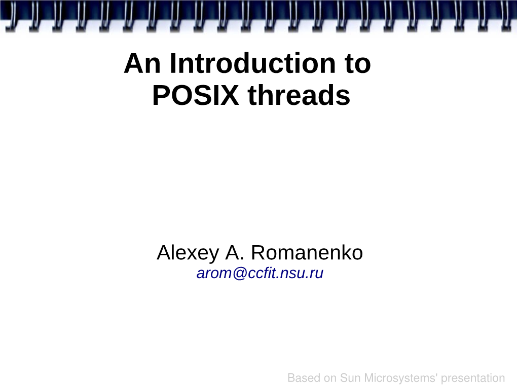 POSIX Threads (Pthreads)