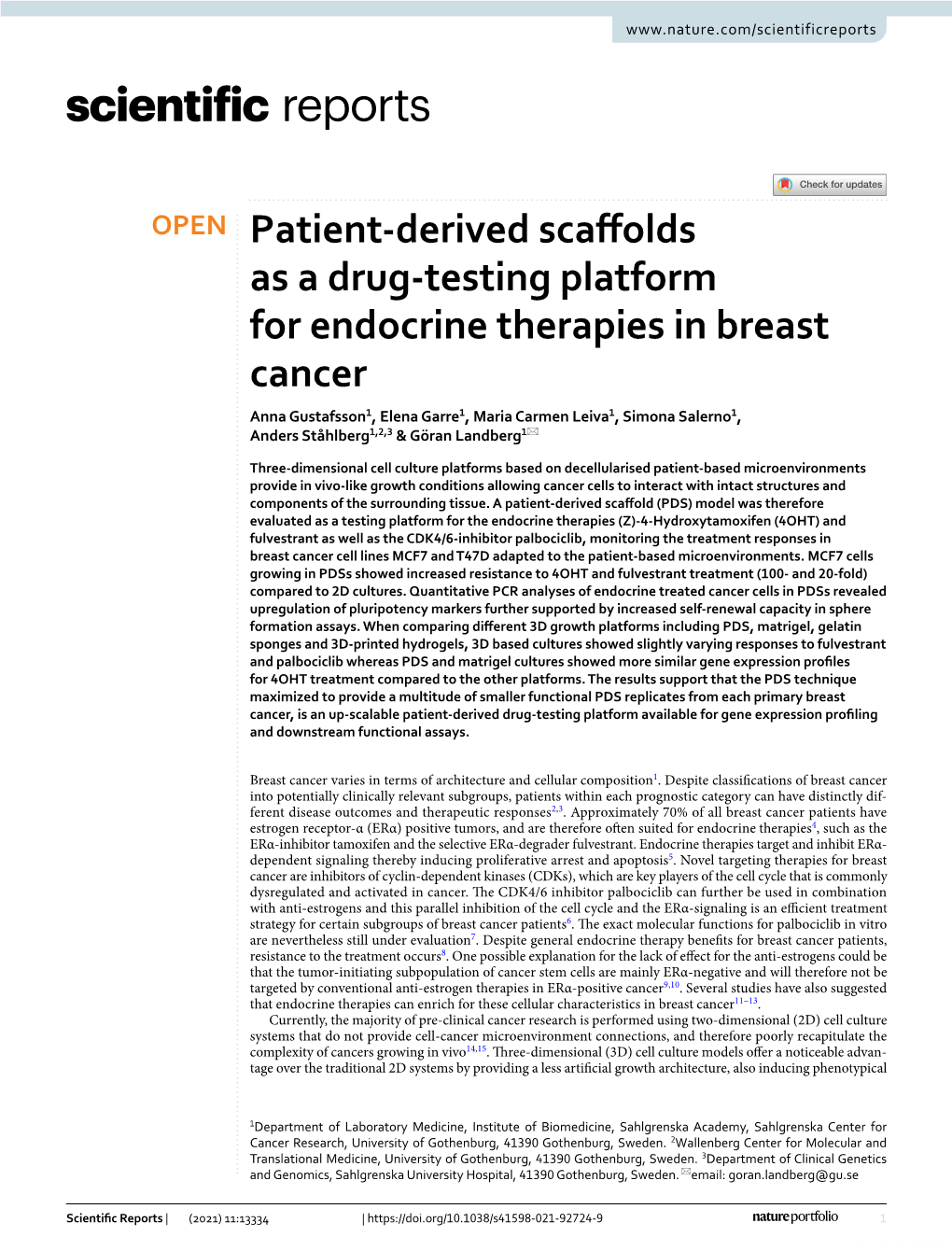 Patient-Derived Scaffolds As a Drug-Testing Platform for Endocrine