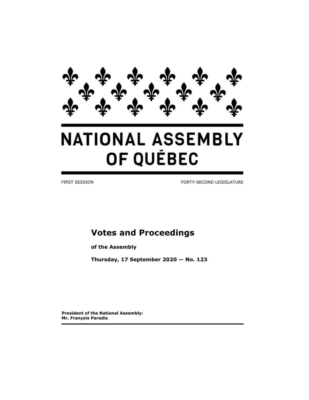 Votes and Proceedings of the Assembly