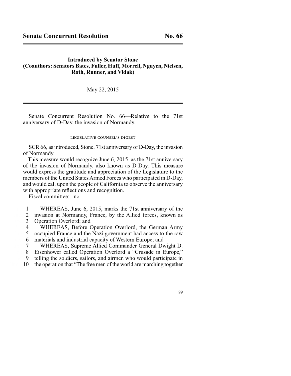 Senate Concurrent Resolution No. 66