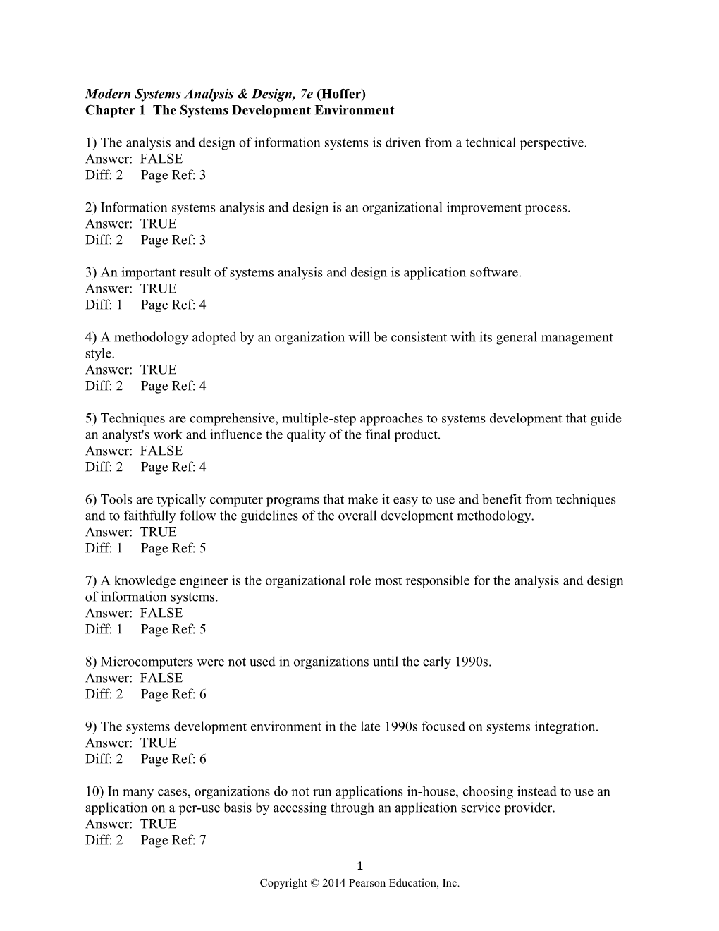 Modern Systems Analysis & Design, 7E (Hoffer)