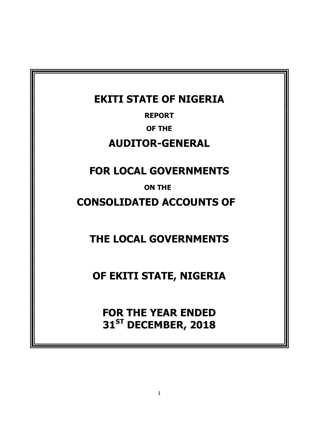 Consolidated Accounts of the Local Governments of Ekiti State, Nigeria