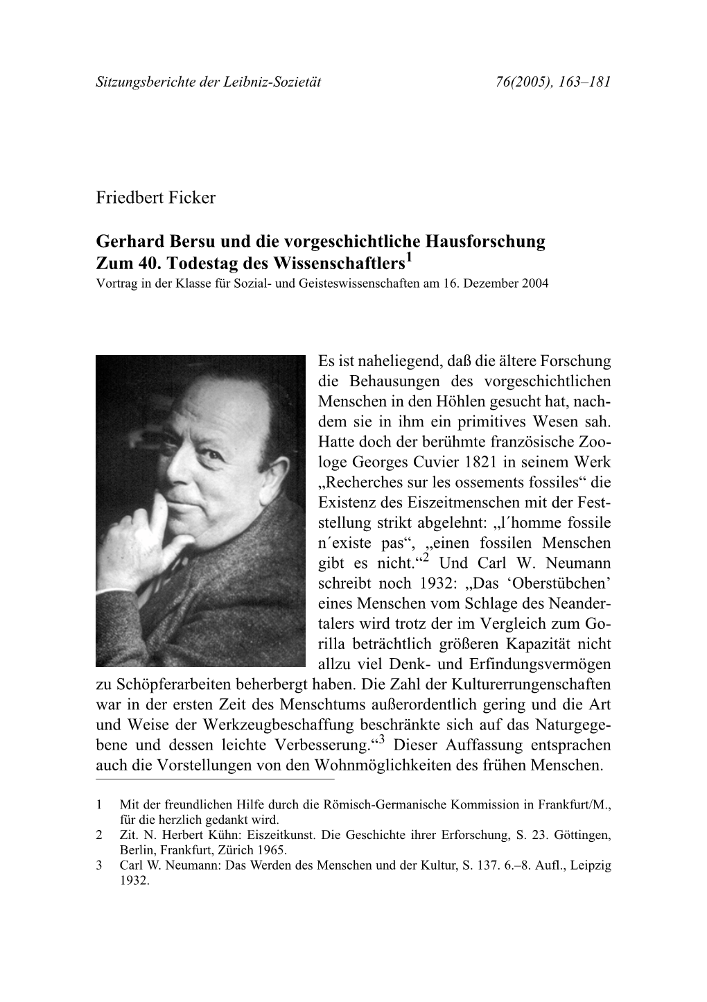 Gerhard Bersu Und Die Vorgeschichtliche Hausforschung Zum 40