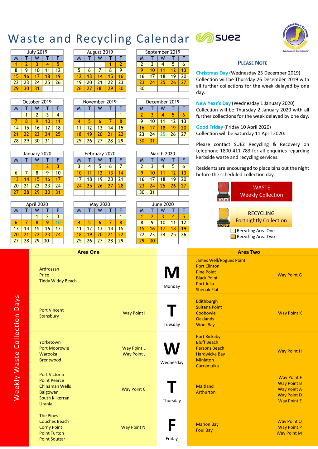 Waste and Recycling Calendar