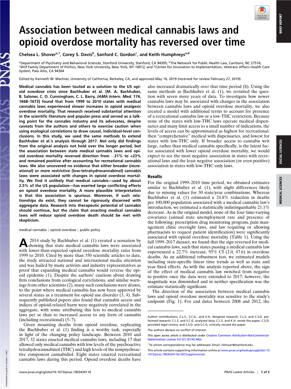 Association Between Medical Cannabis Laws and Opioid