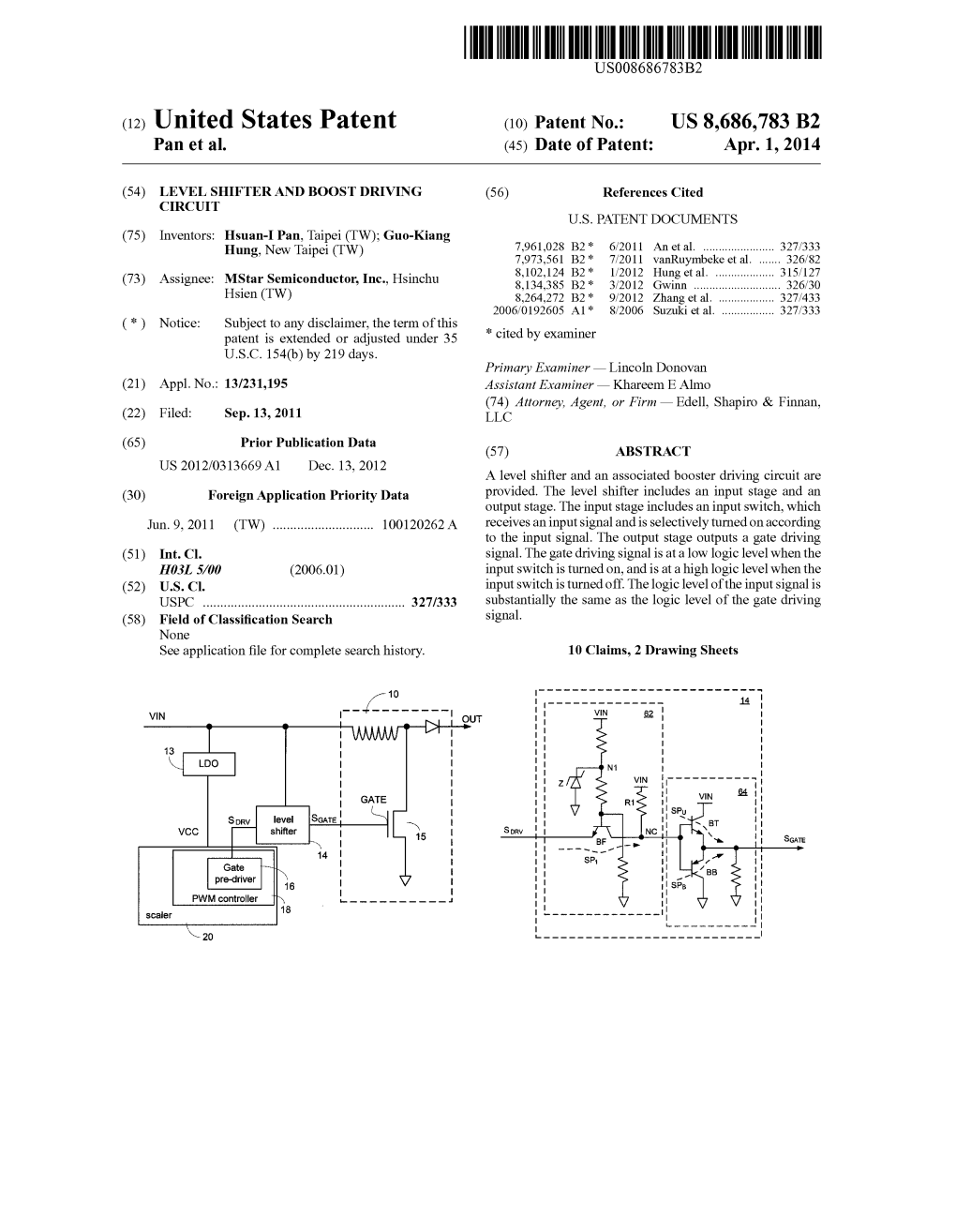 (12) United States Patent (10) Patent No.: US 8,686,783 B2 Pan Et Al