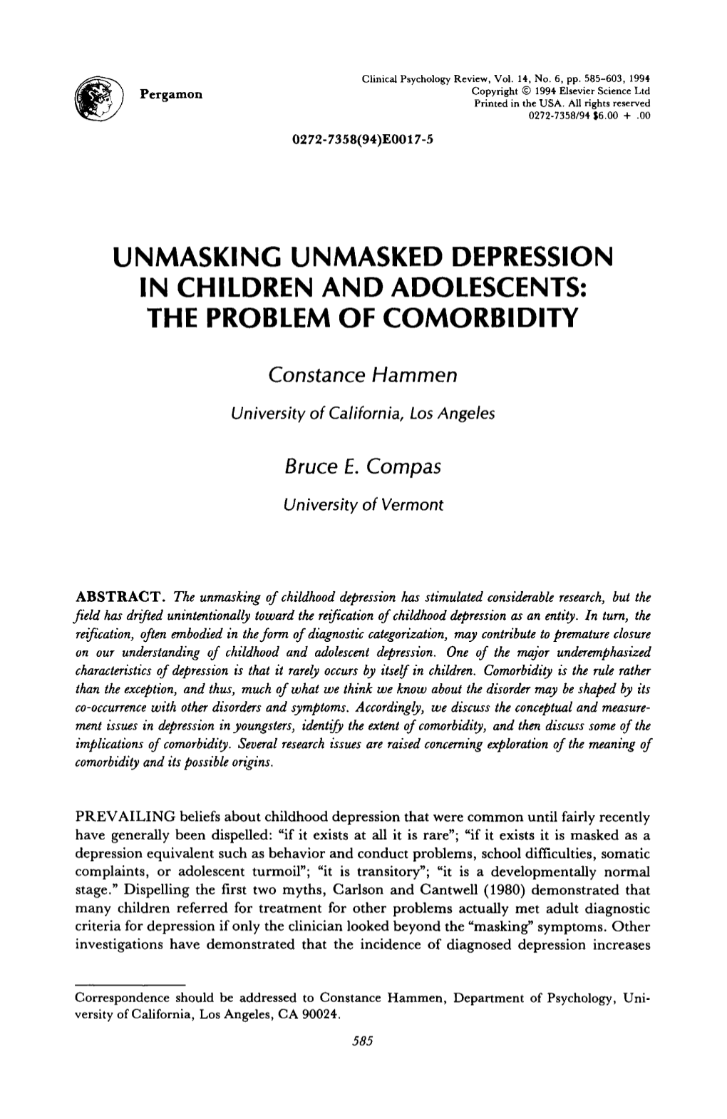 The Problem of Comorbidity